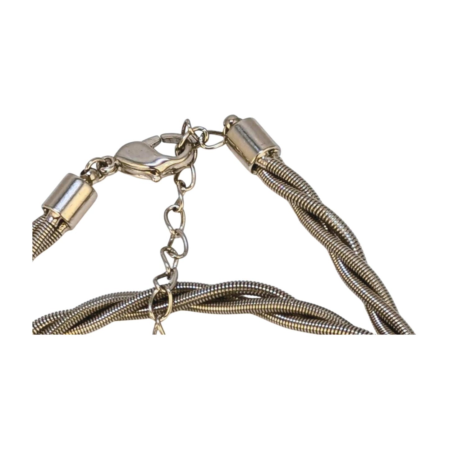 Vintage Two-Tone Ribbed Clip-On Earrings and Twisted Chain Set - Fifth Avenue