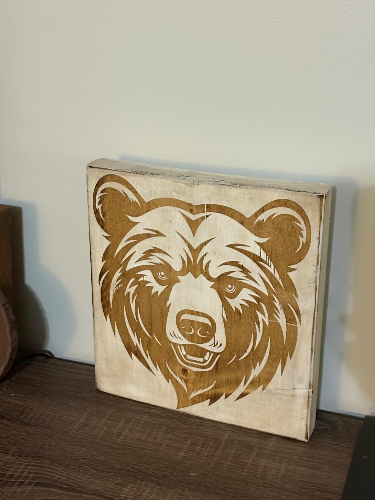 Handcrafted Wooden Bear Wall Art Décor