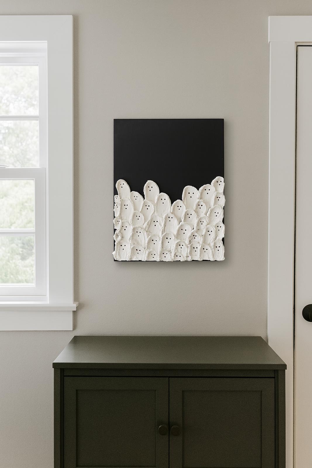 Modern Abstract Wall Art Ghost Sculpture in Black and White