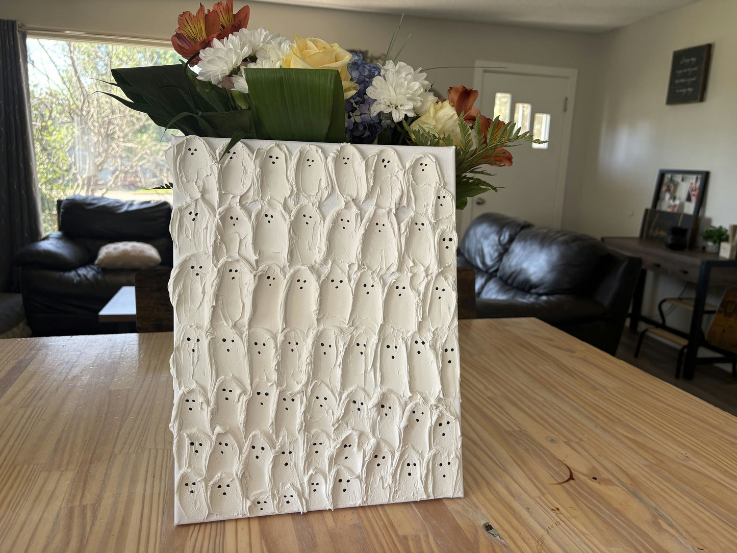 Textured Ghost Canvas ā Hand Crafted 3D Spackle Painting, Made in Canada