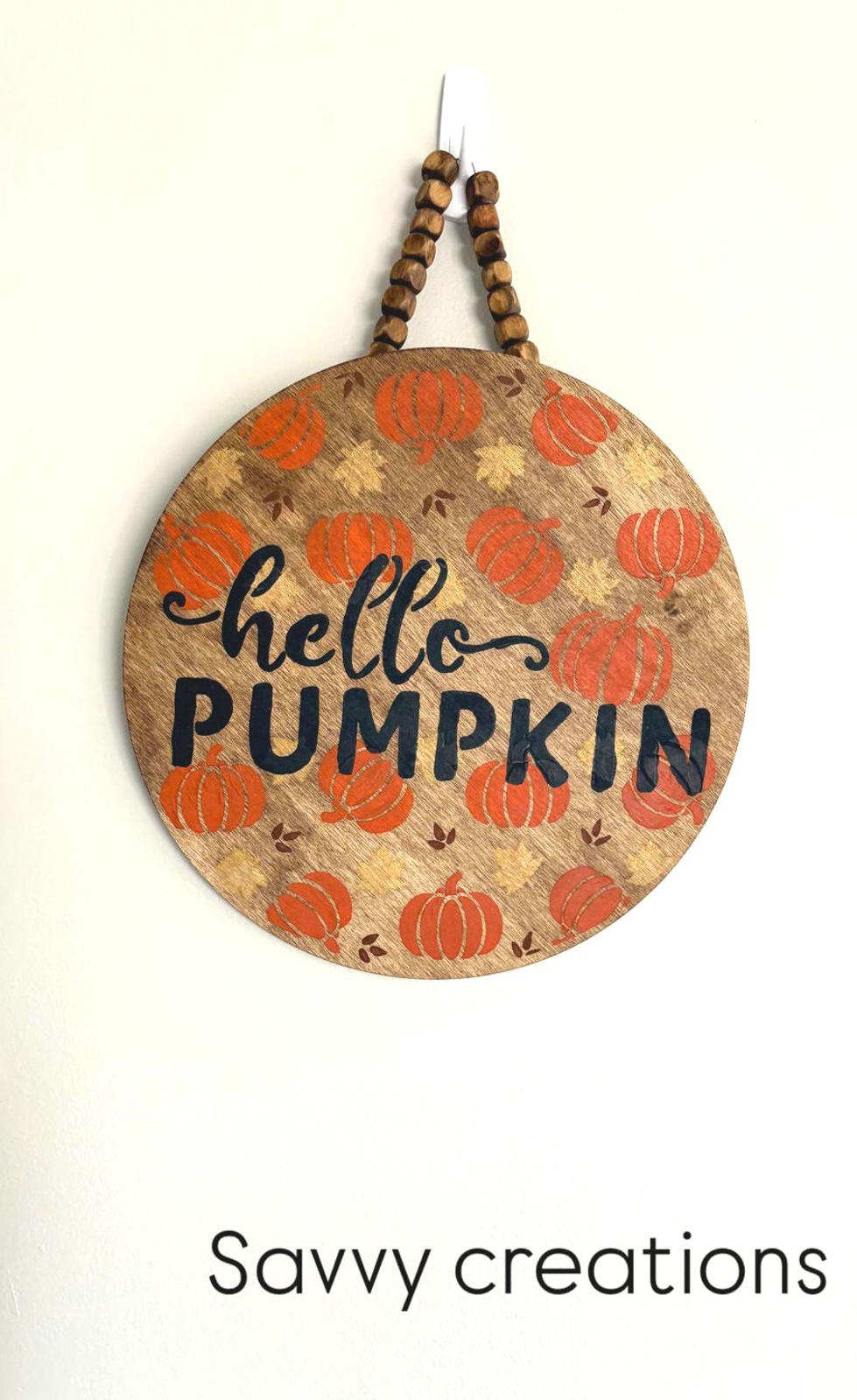 Hello Pumpkin Wooden Wall Hanging Decor