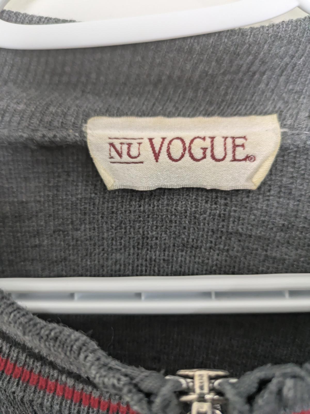 Nu Vogue Classic Grey Zip-Up Sweater with Red Accents