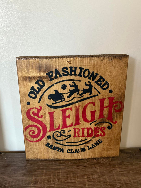 Savvy Creations Old Fashioned Sleigh Rides Christmas Sign