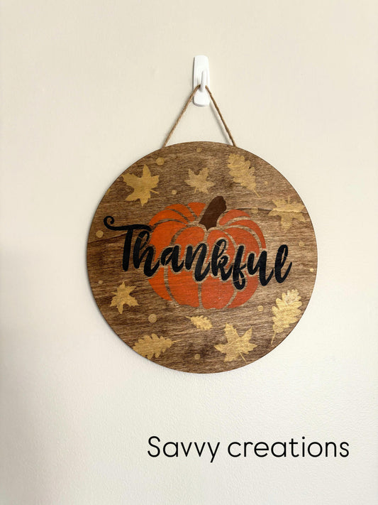 Thankful Fall Pumpkin Wooden Wall Hanging