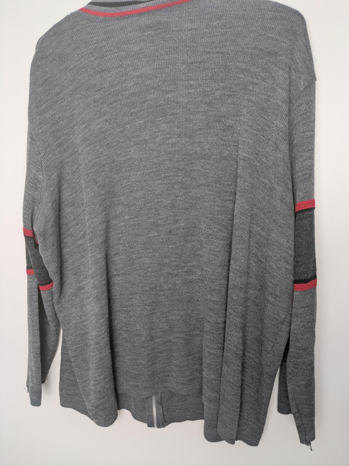 Nu Vogue Classic Grey Zip-Up Sweater with Red Accents