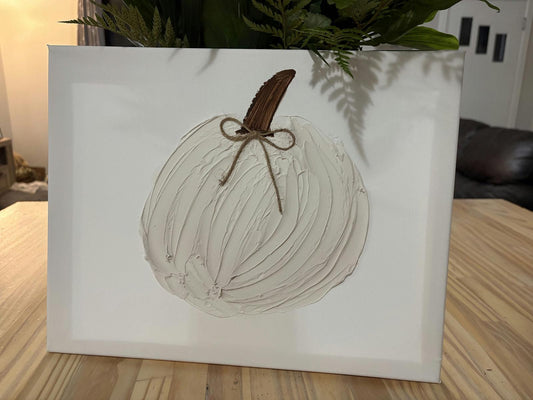 Textured White Pumpkin Wall Art Decor