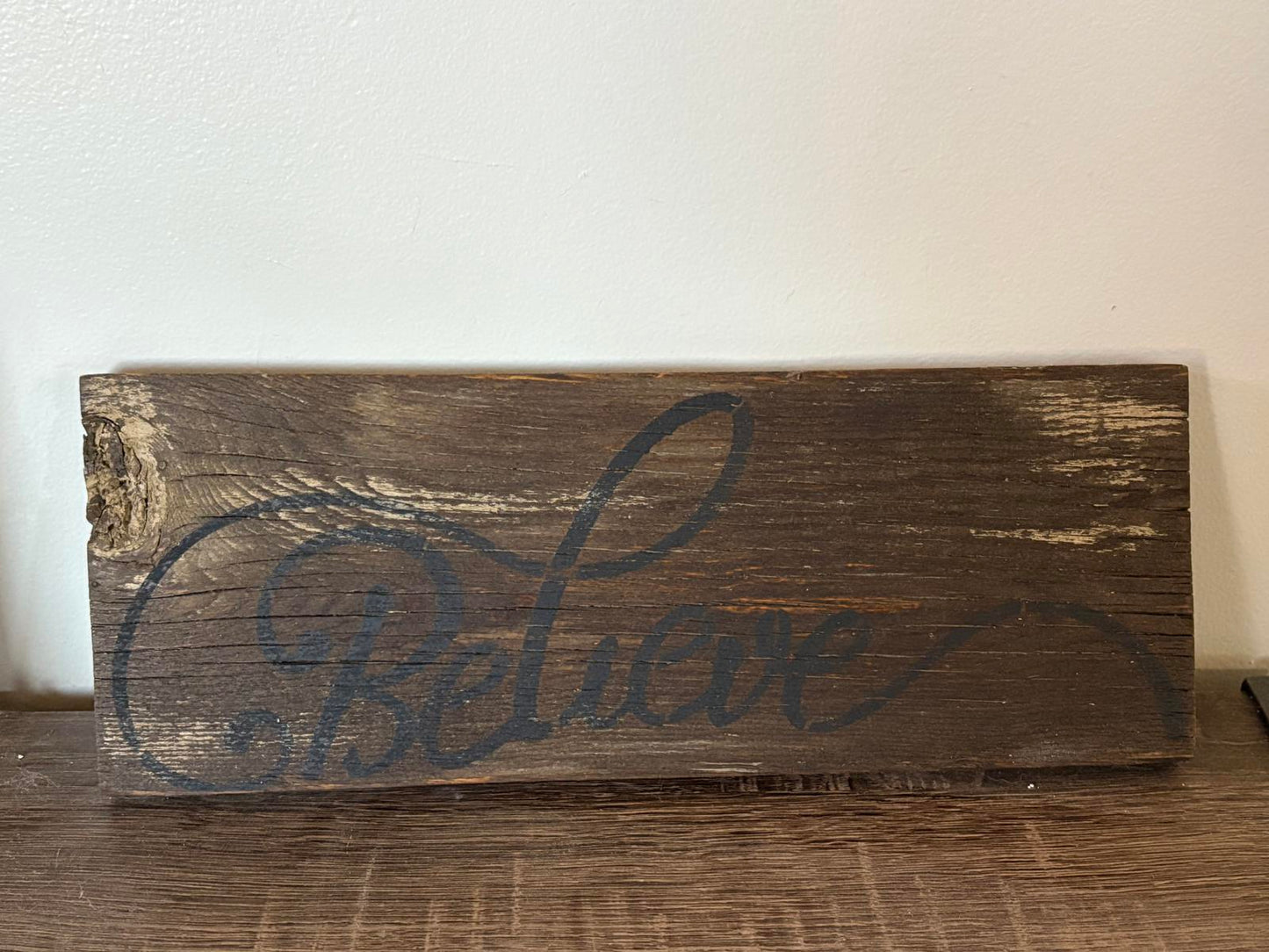 Rustic Wooden 'Believe' Decorative Plaque
