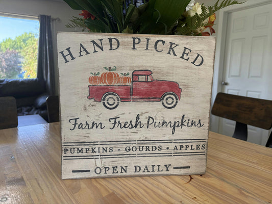 Hand Picked Farm Fresh Pumpkins Decorative Sign