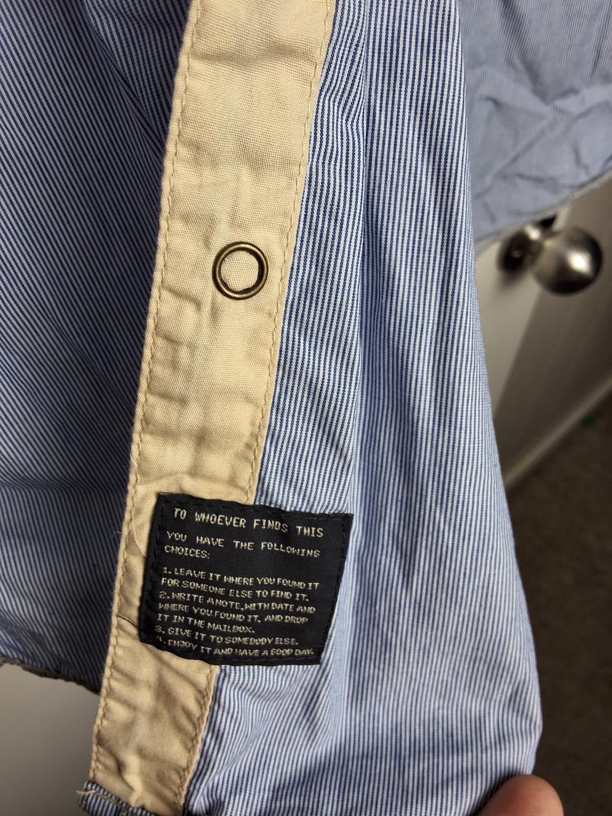 Men's L Scotch and Soda Snap-Button Dress Shirt Blue and White Vertical Stripes