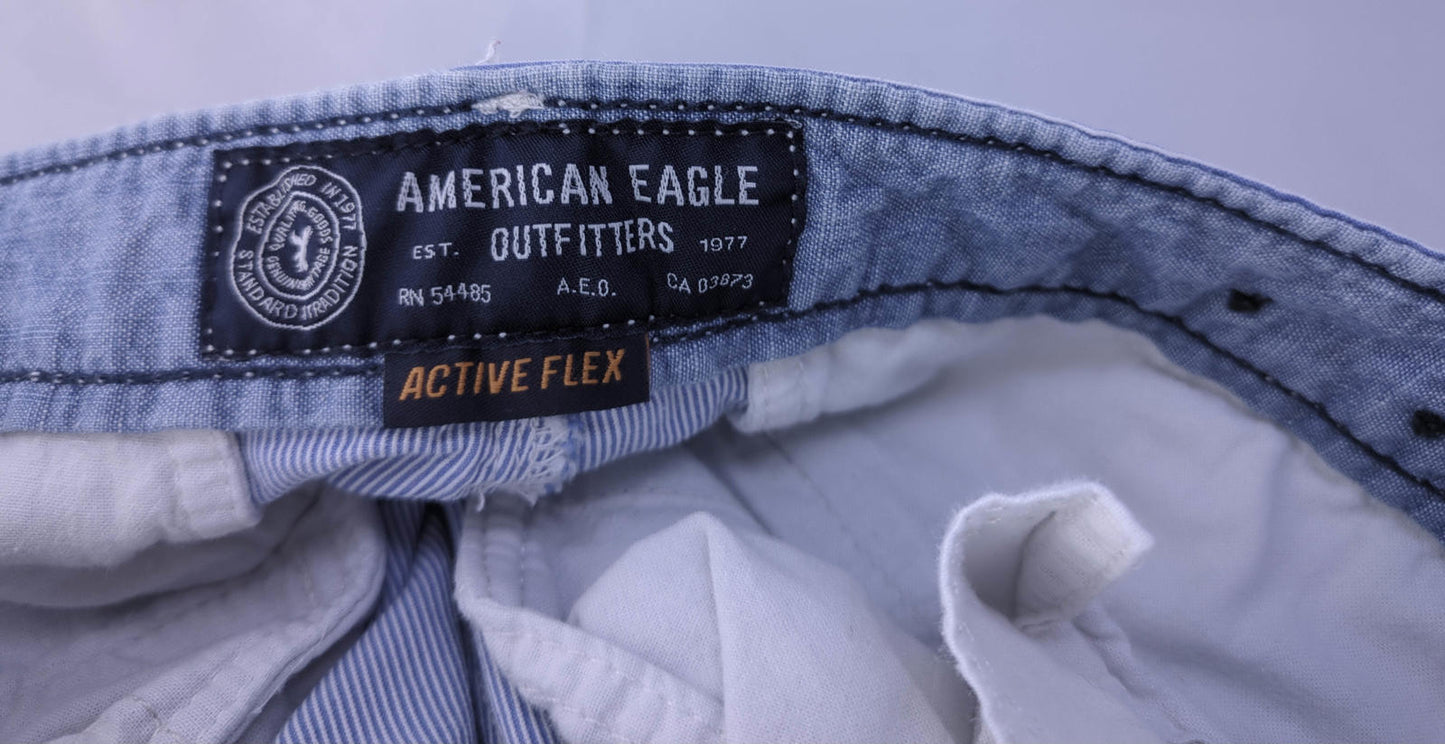 American Eagle Men's Casual Shorts Light Blue Striped