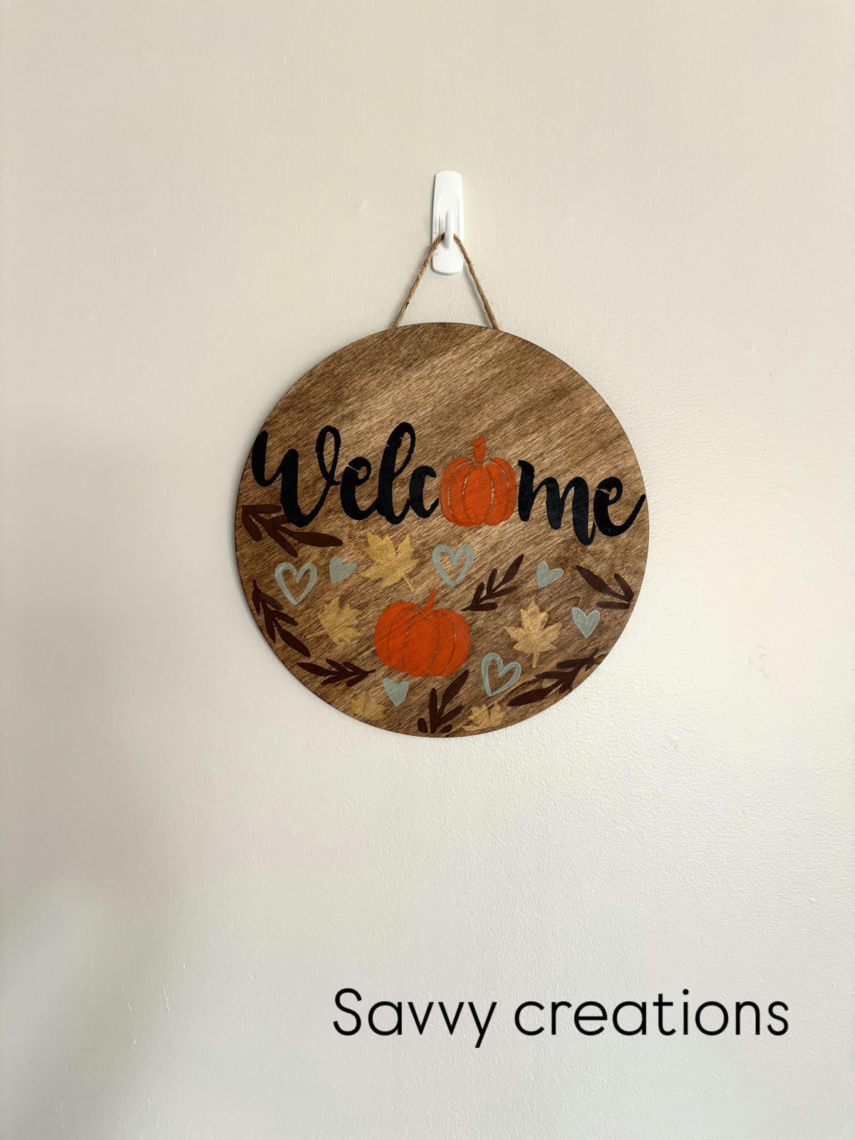 Welcome Autumn Wooden Wall Sign with Pumpkin Design