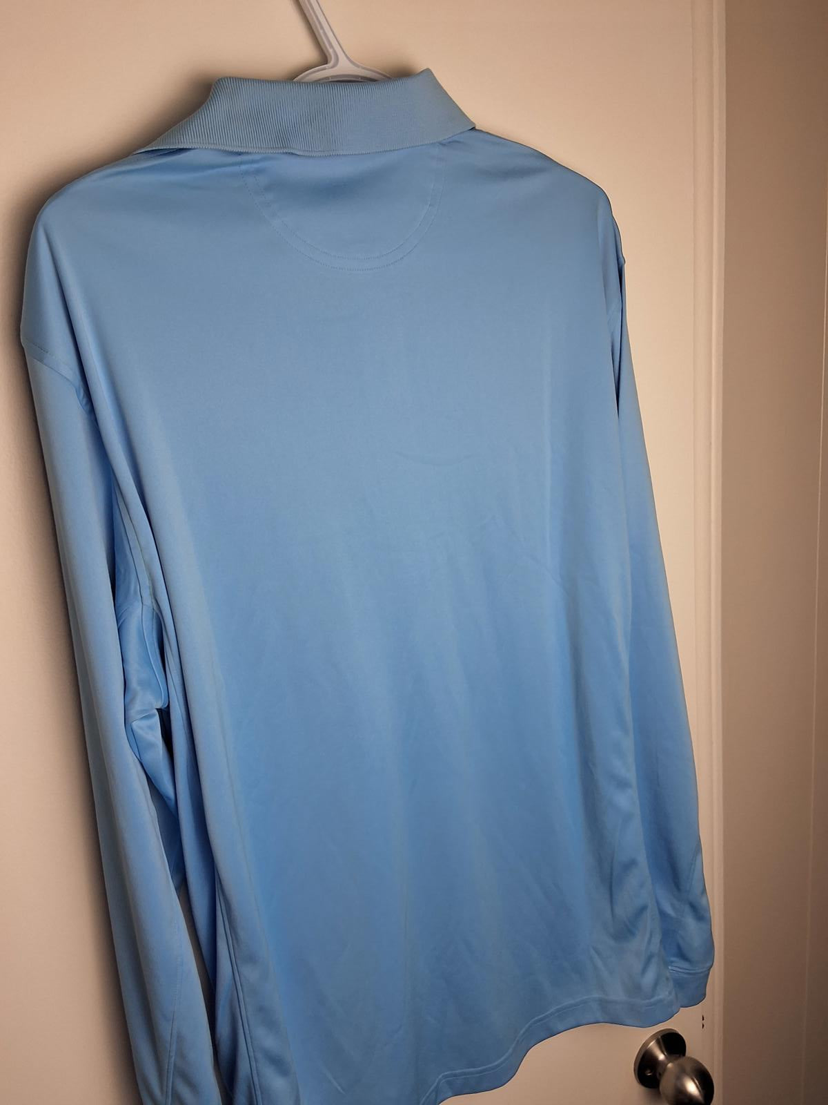 Men's L Greg Norman Play Dry Long Sleeve Golf Polo Blue