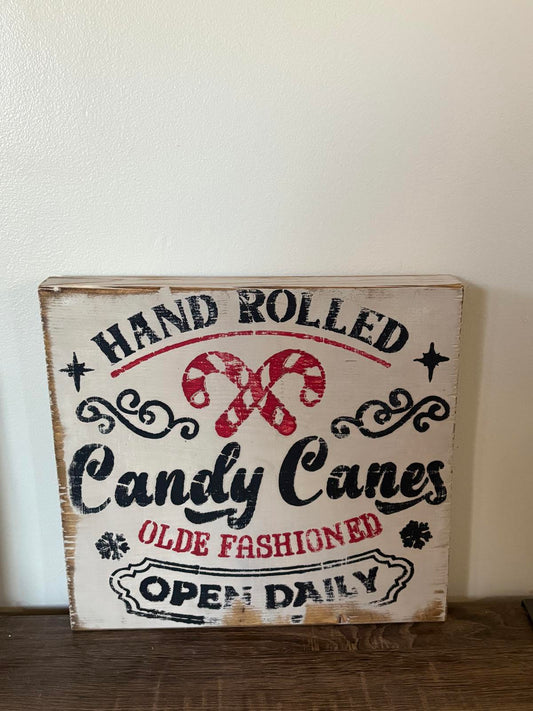 Hand Rolled Candy Canes Olde Fashioned Holiday Sign