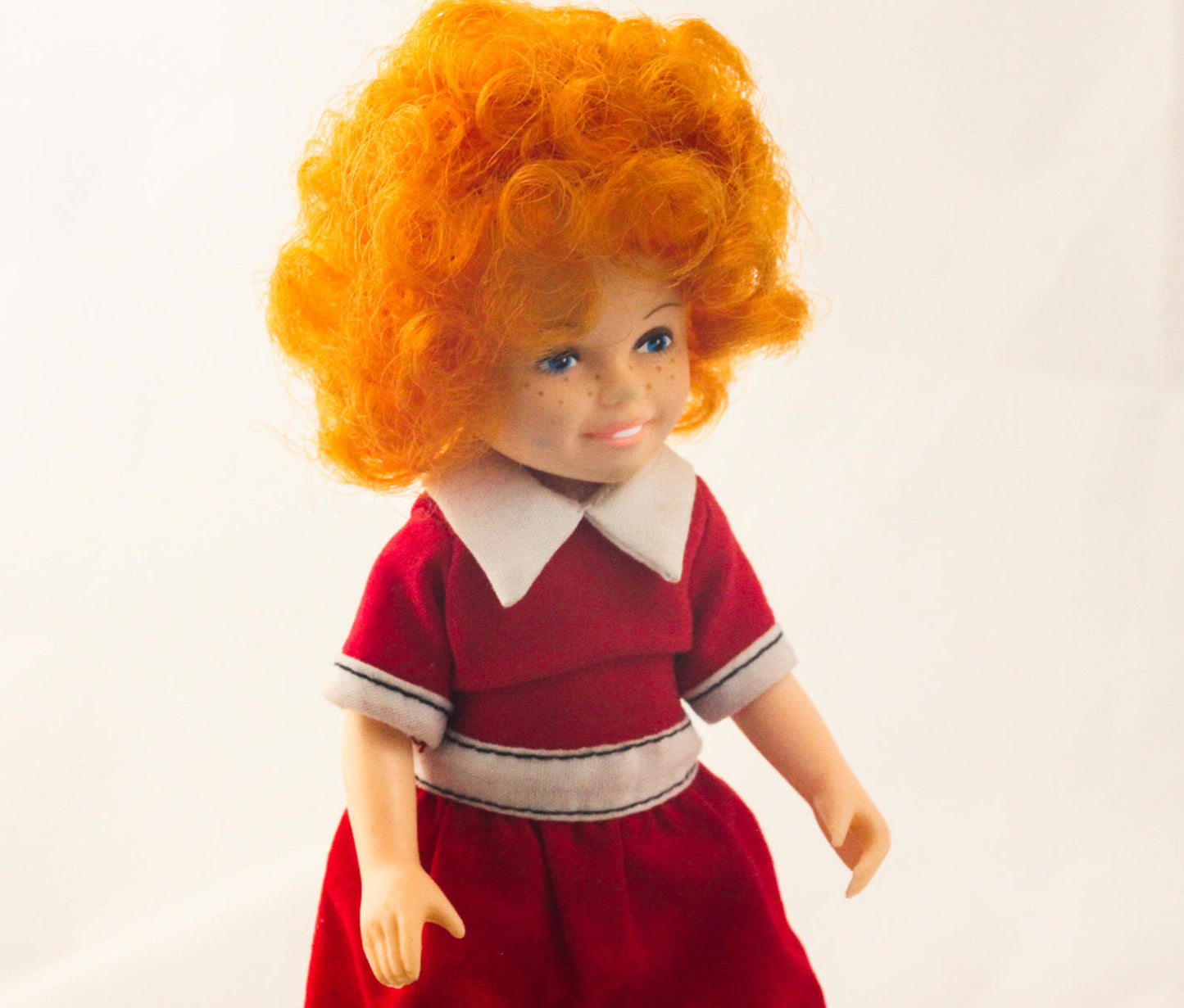 Vintage Doll with Red Dress and Heart-Shaped 'Annie'