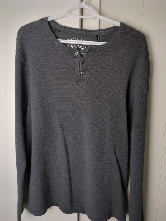 Buffalo David Bitton Men's Gray Henley Sweater XL