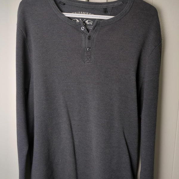 Buffalo David Bitton Men's Gray Henley Sweater XL