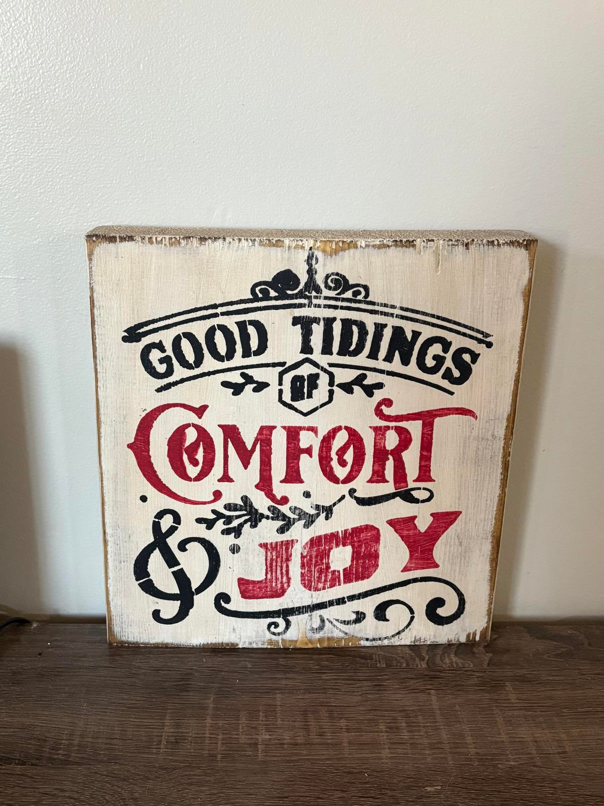 Savvy Creations Wooden Wall Sign - Good Tidings of Comfort & Joy