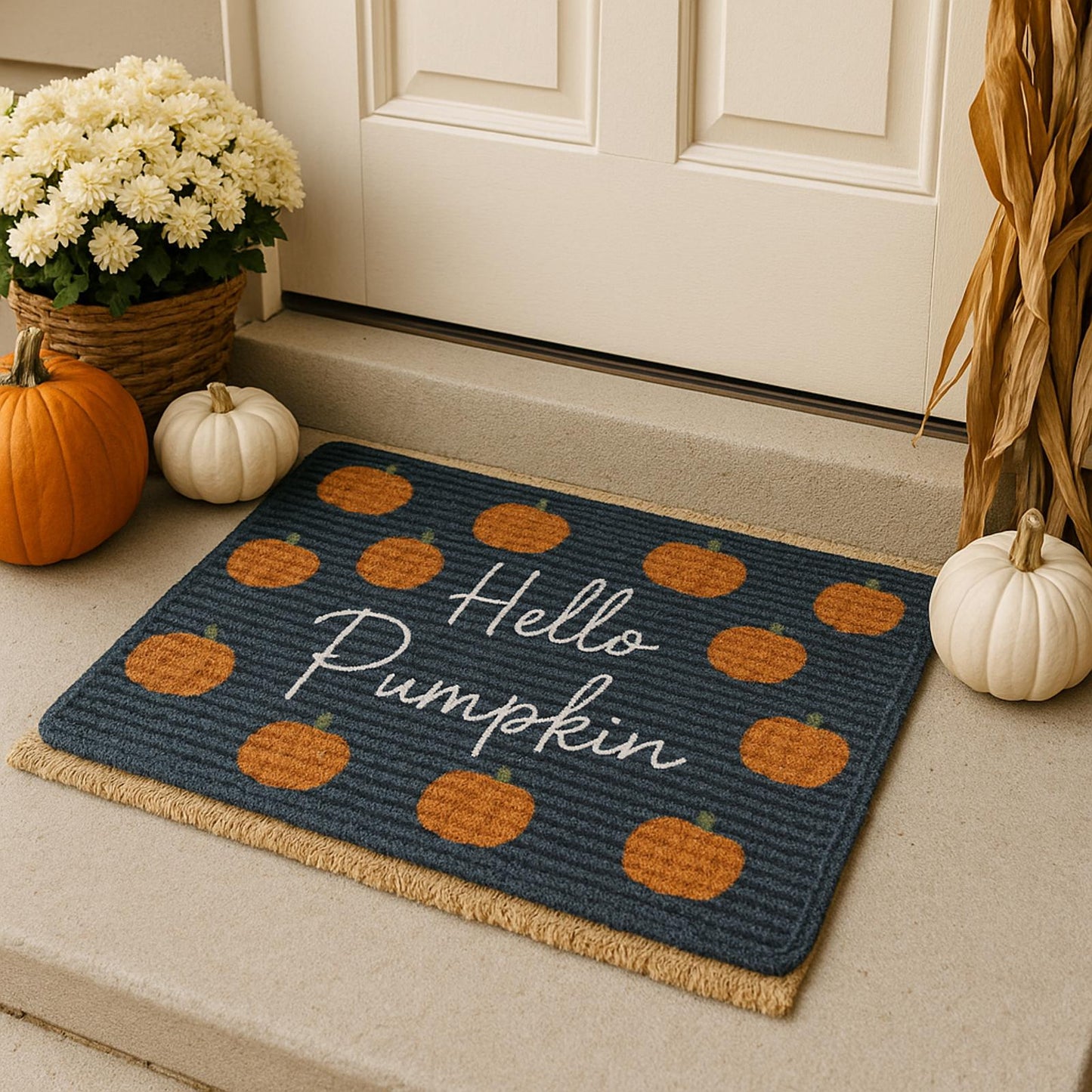 Handmade 'Hello Pumpkin' Seasonal Doormat