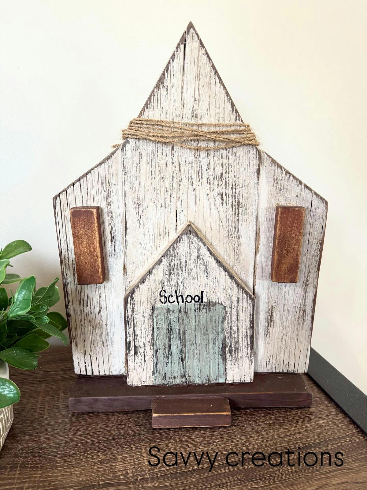Rustic Wooden Schoolhouse Decorative Accent