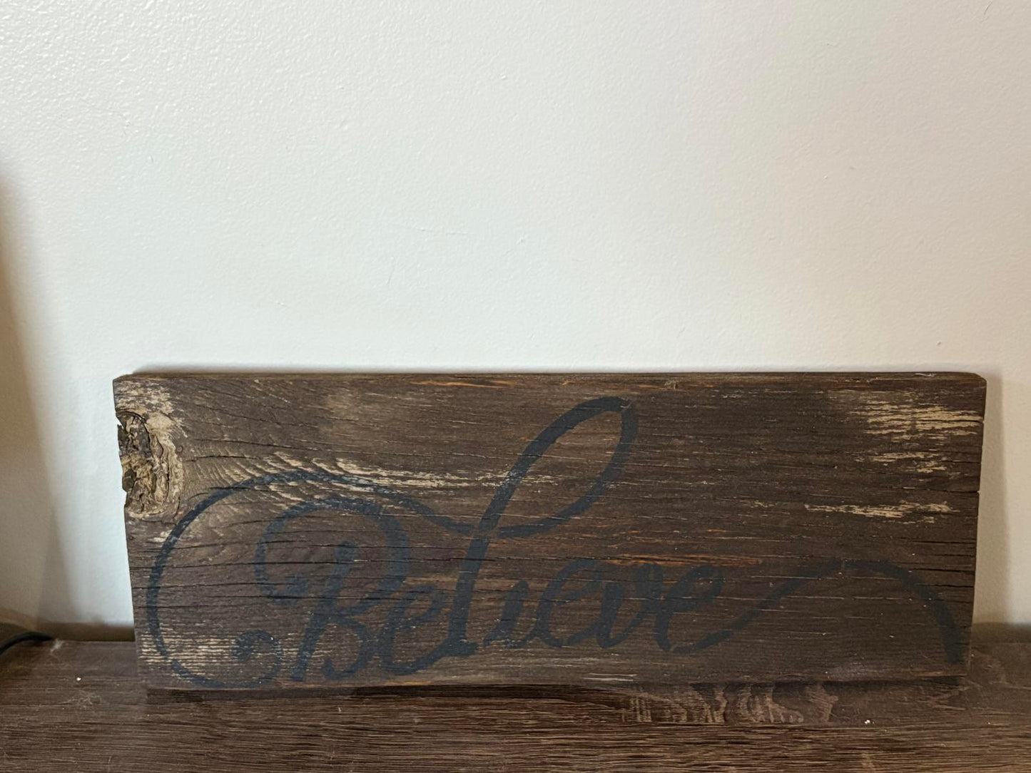 Rustic Wooden 'Believe' Decorative Plaque