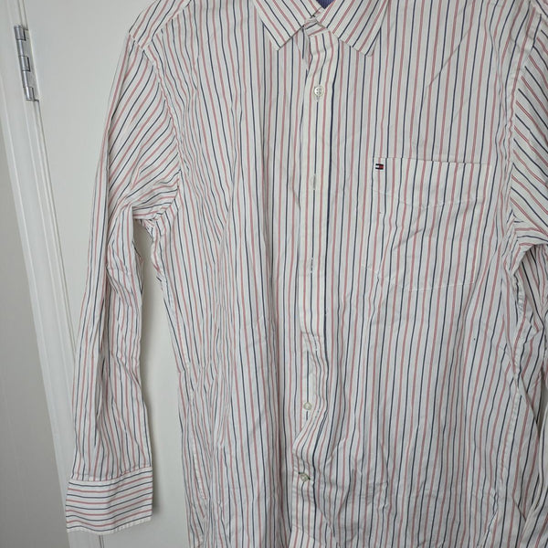Tommy Hilfiger Men's Custom Fit Striped Dress Shirt L/G 16.5-17