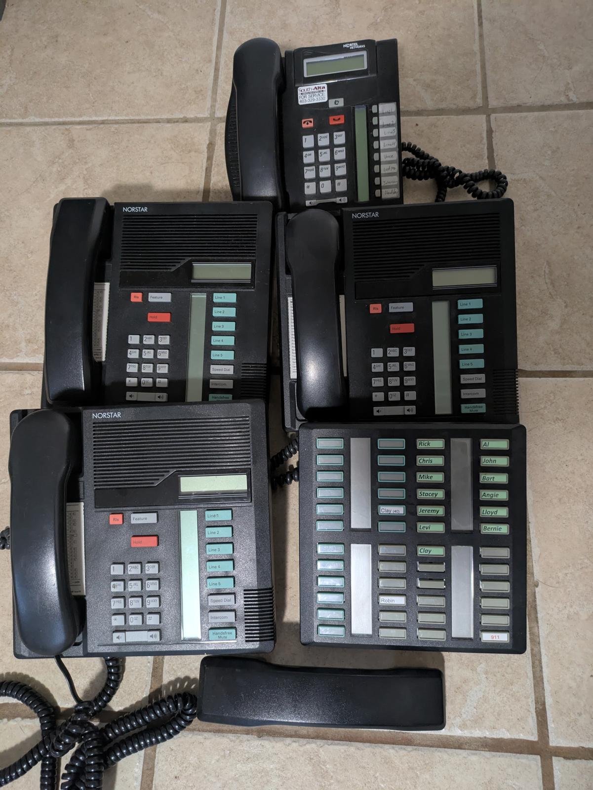 Lot of 5 Nortel Norstar Office Phones – Models T7208, M7208, NT8841 – Untested