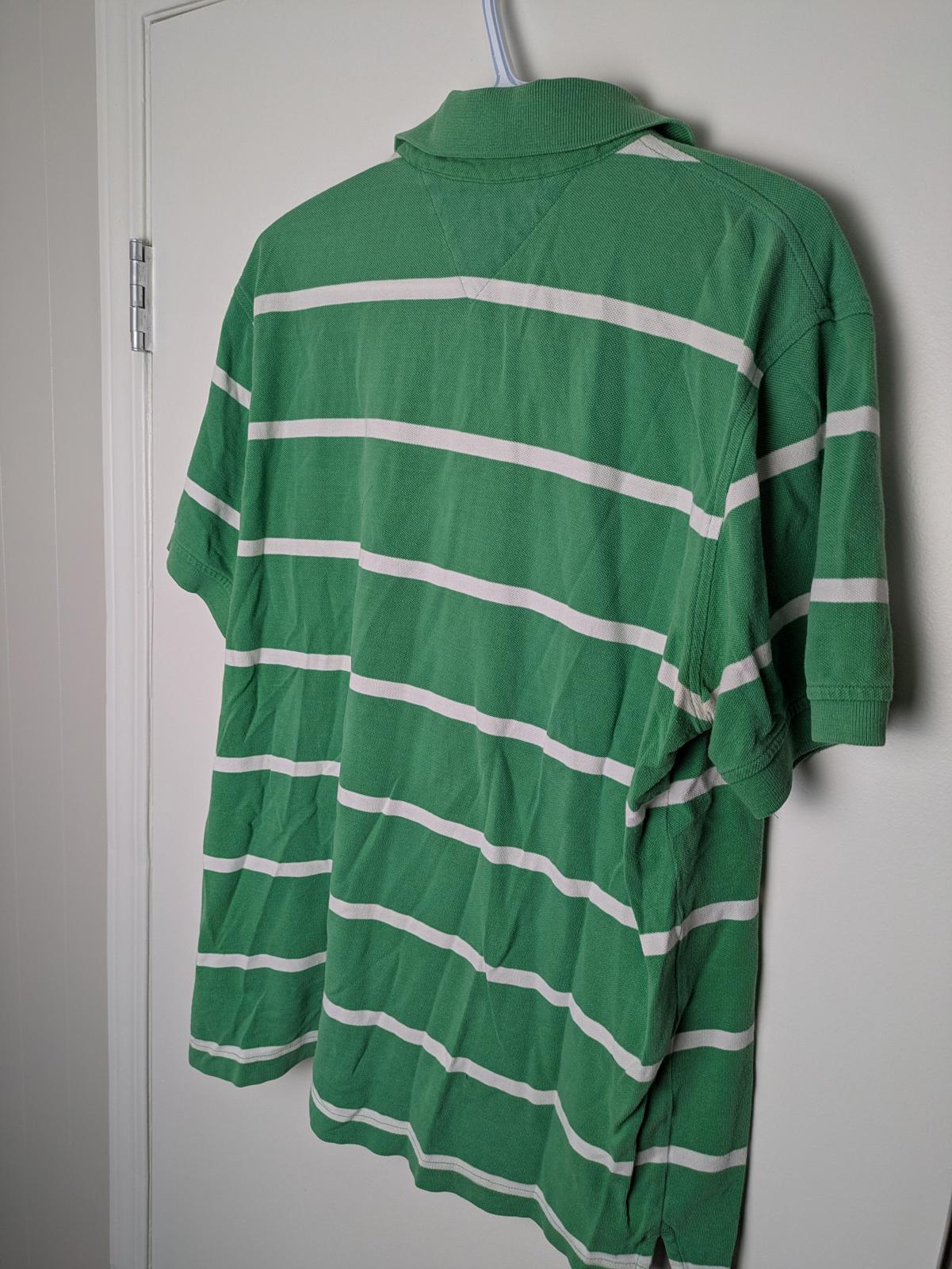 Men's L Tommy Hilfiger  Short Sleeve Collared Knit - Striped - Green, White