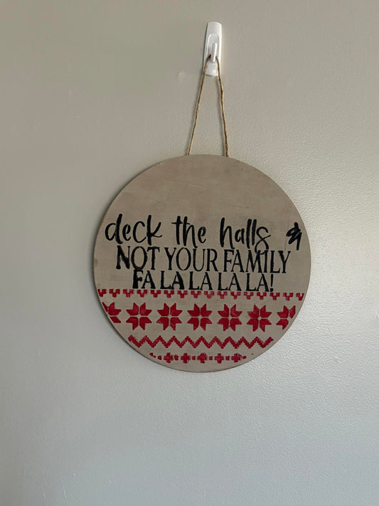Round Wooden Christmas Wall Decoration with Festive Quote