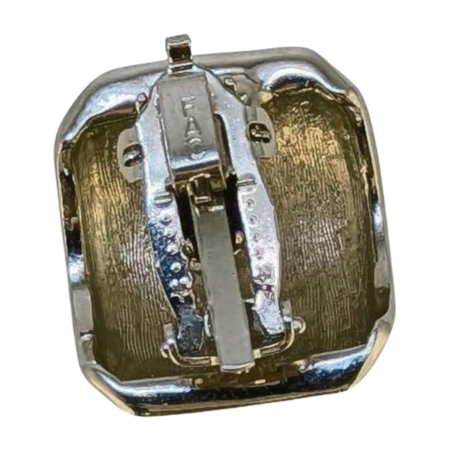 Vintage Two-Tone Ribbed Clip-On Earrings and Twisted Chain Set - Fifth Avenue