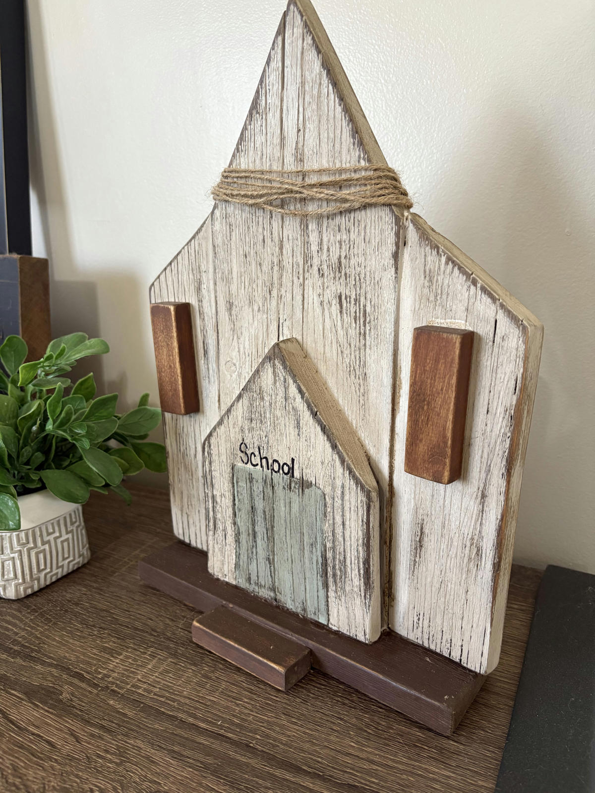 Rustic Wooden Schoolhouse Decorative Accent