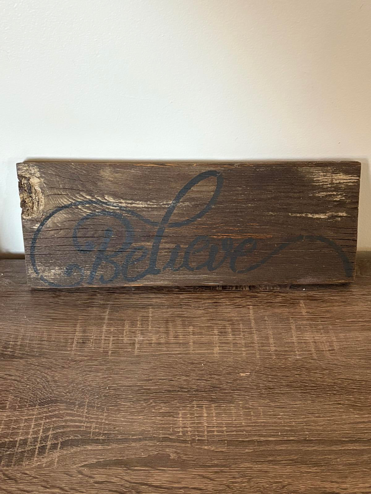 Rustic Wooden 'Believe' Decorative Plaque