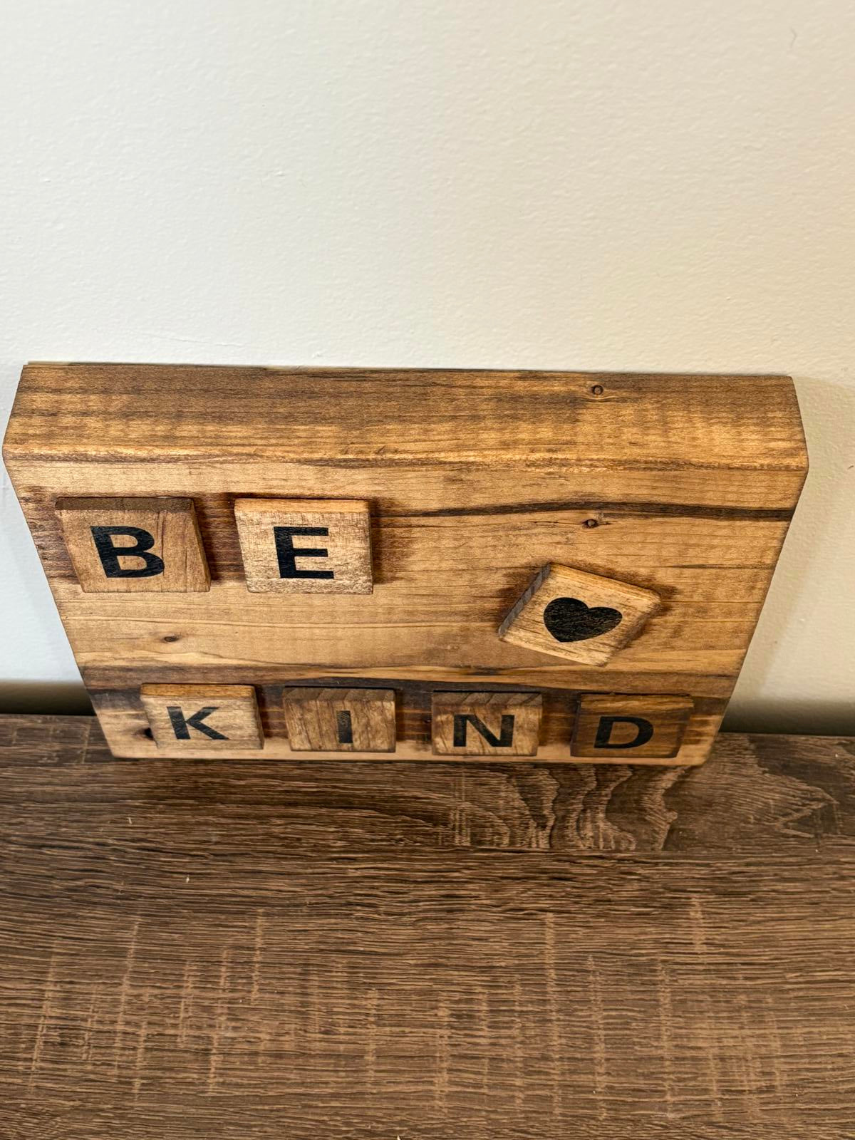 Rustic Wooden 'Be Kind' Plaque with Heart Accent