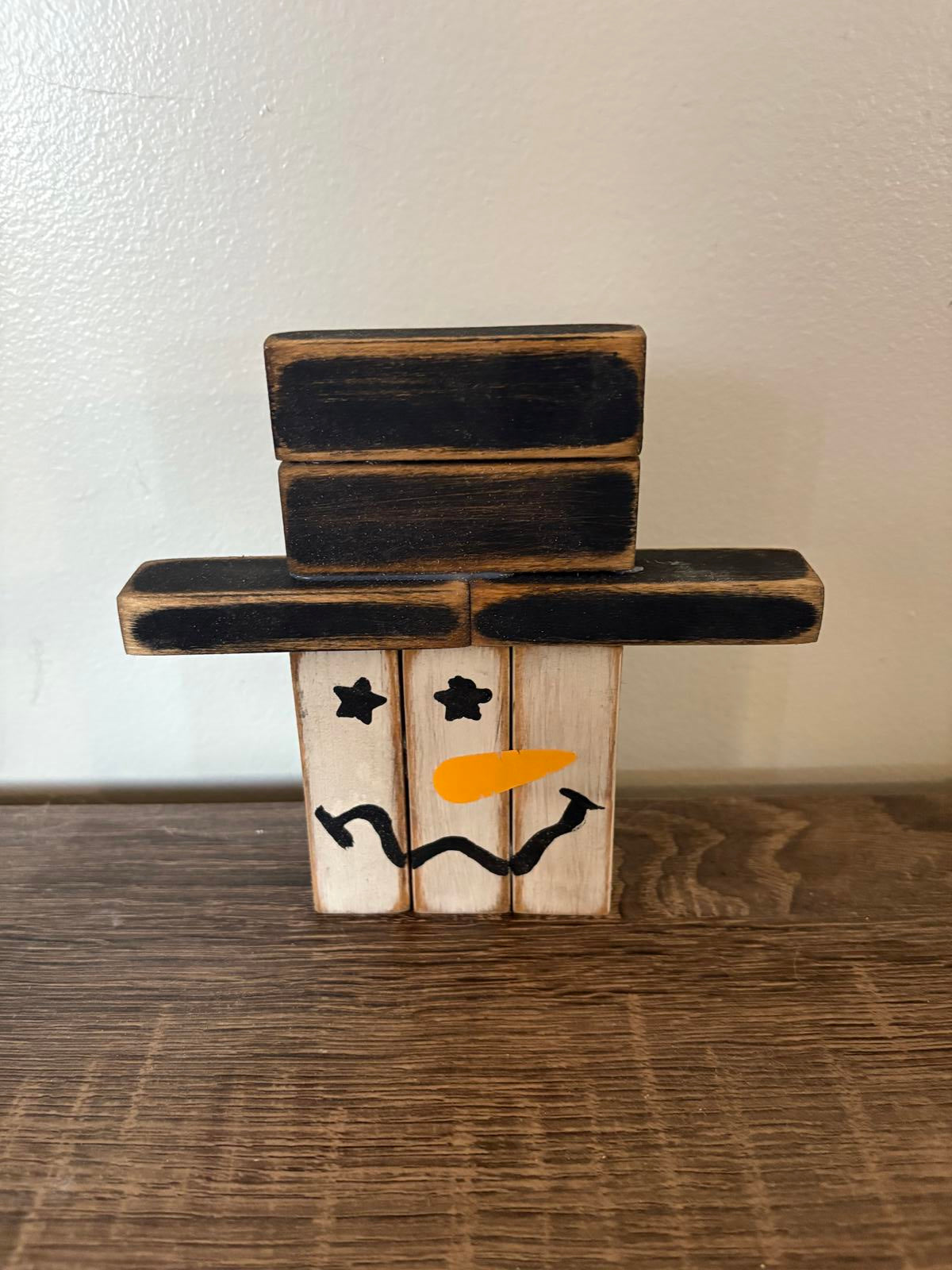 Wooden Snowman Decorative Blocks - Holiday Seasonal Props