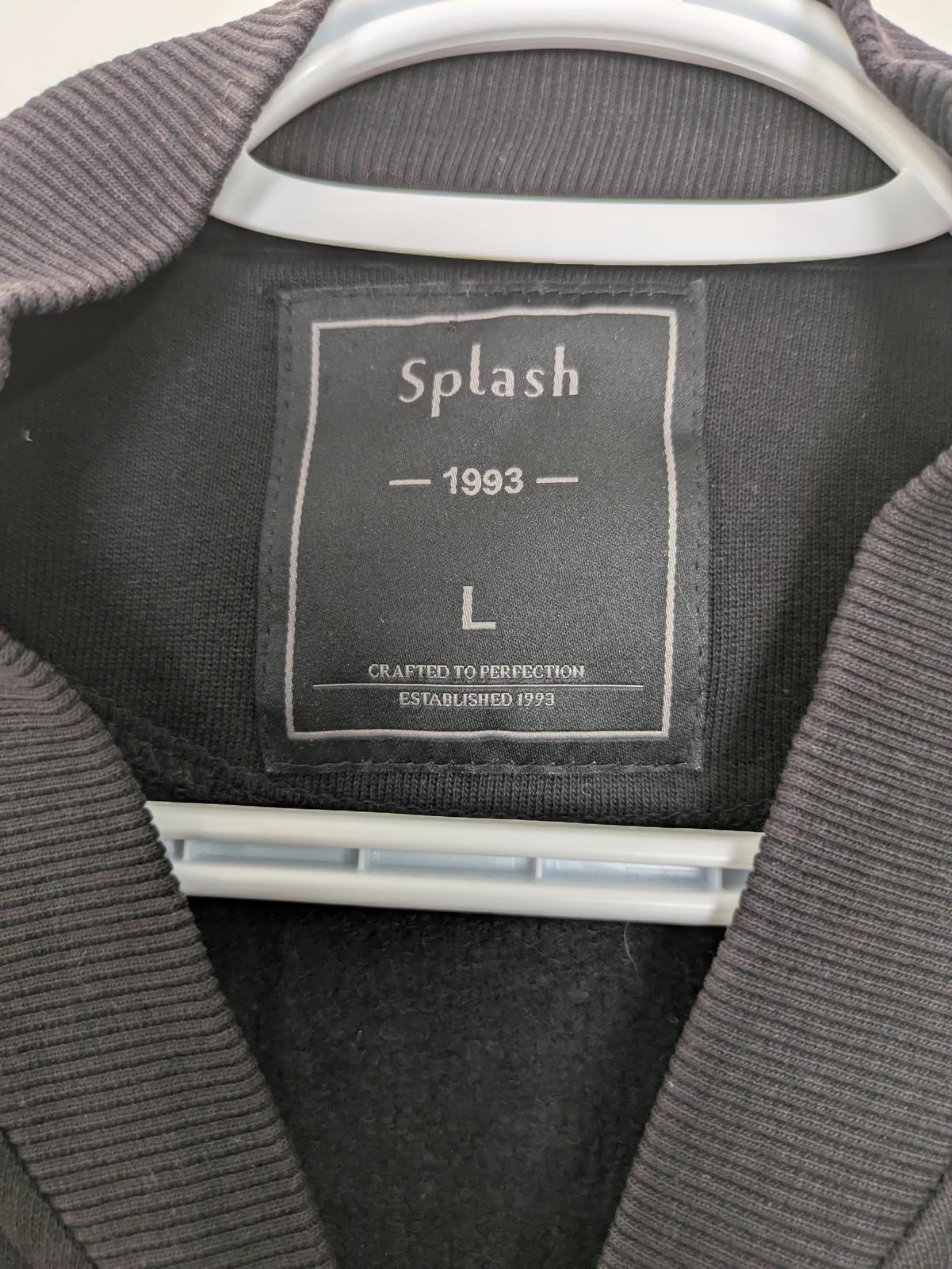 Splash Black Zip-Up Jacket with Patches, Size Large