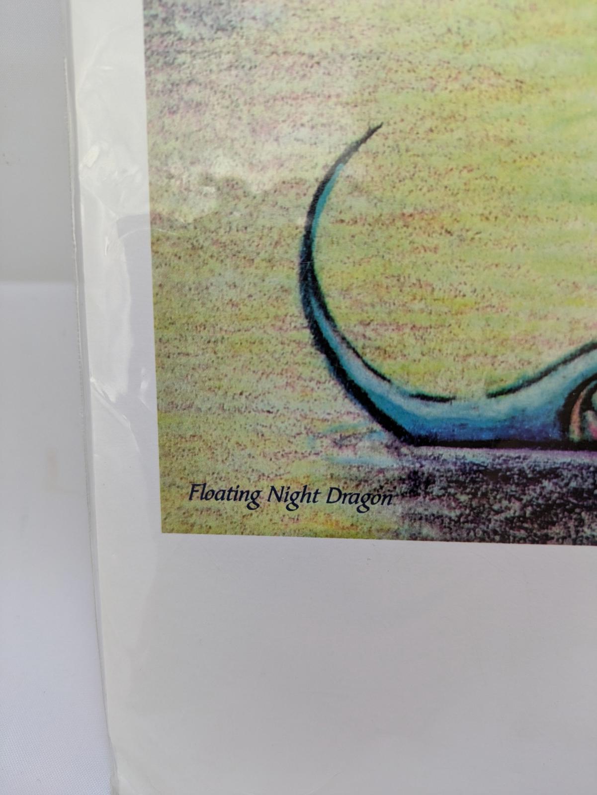 Floating Night Dragon – Fantasy Dragon Artwork by Vicki Visconti – Large Print