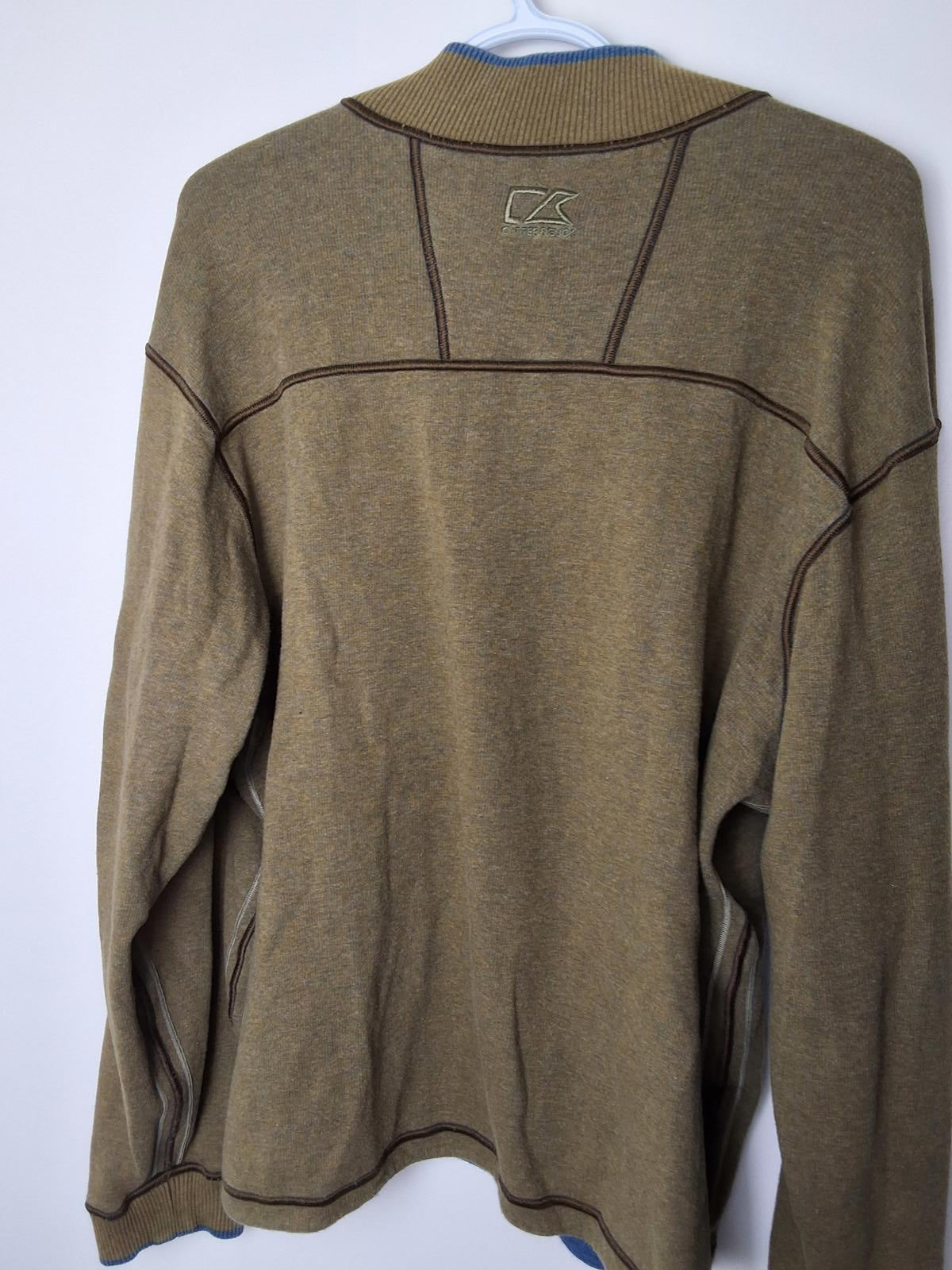Men's L Cutter & Buck Reversible knit Pullover Blue and Olive