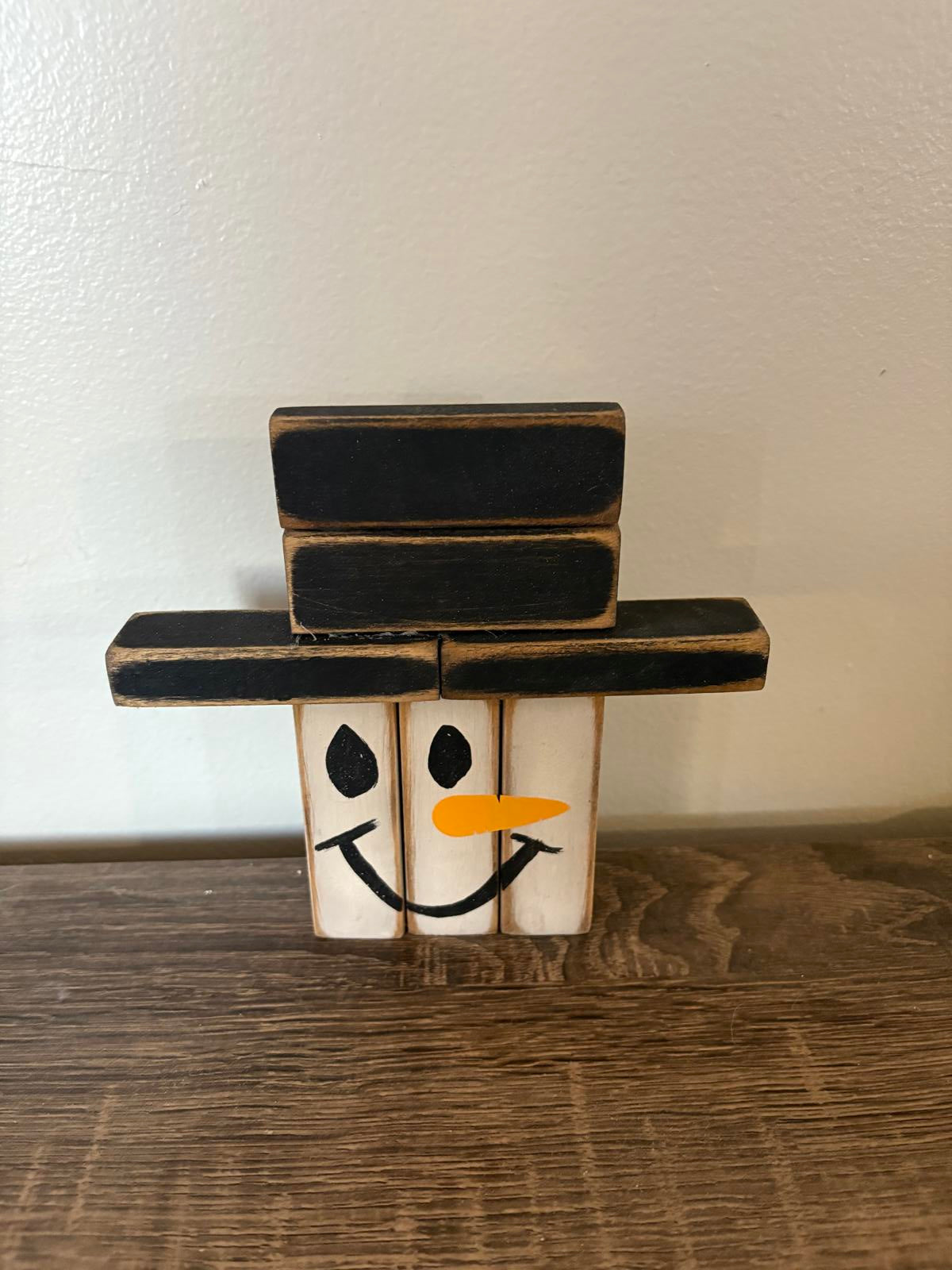 Wooden Snowman Decorative Blocks - Holiday Seasonal Props