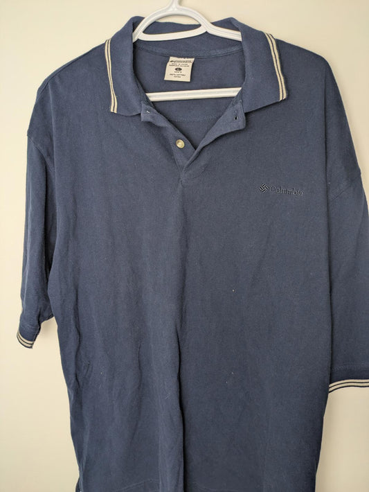 Classic Columbia Men's Polo Shirt - Navy Blue, 100% Cotton