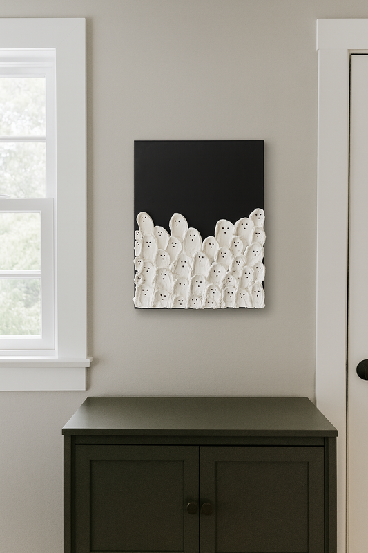 Hand Crafted Textured Ghost Black Canvas Wall Art – Made in Canada – 37 x 29 cm