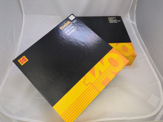 Vintage Kodak Carousel Slide Tray Set (2x) – Analog Photography Storage for 140 Projectors, w/ Original Boxes