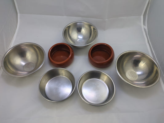 Assorted Pet Dishes for Small Dogs or Cats – Porcelain & Stainless Steel Set