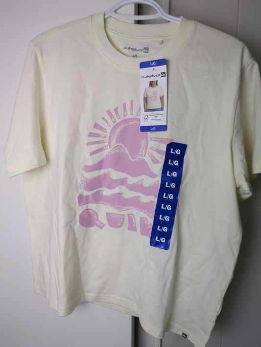 Ladies Quicksilver Size L Pink Sun Graphic Tee