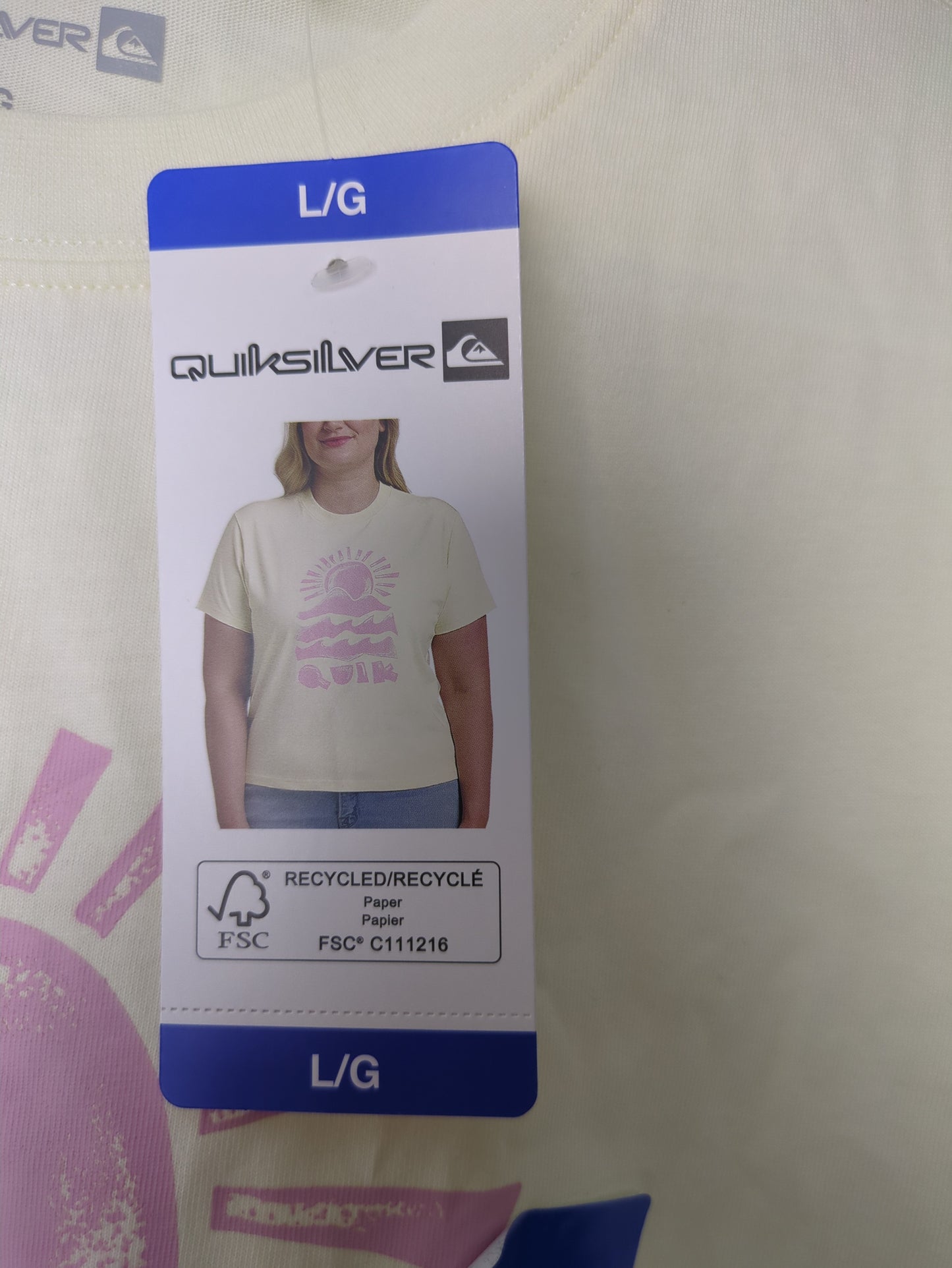 Ladies Quicksilver Size L Pink Sun Graphic Tee