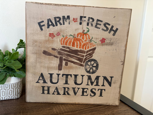 Farm Fresh Autumn Harvest Sign – Hand Crafted Rustic Fall Decor – Made in Canada