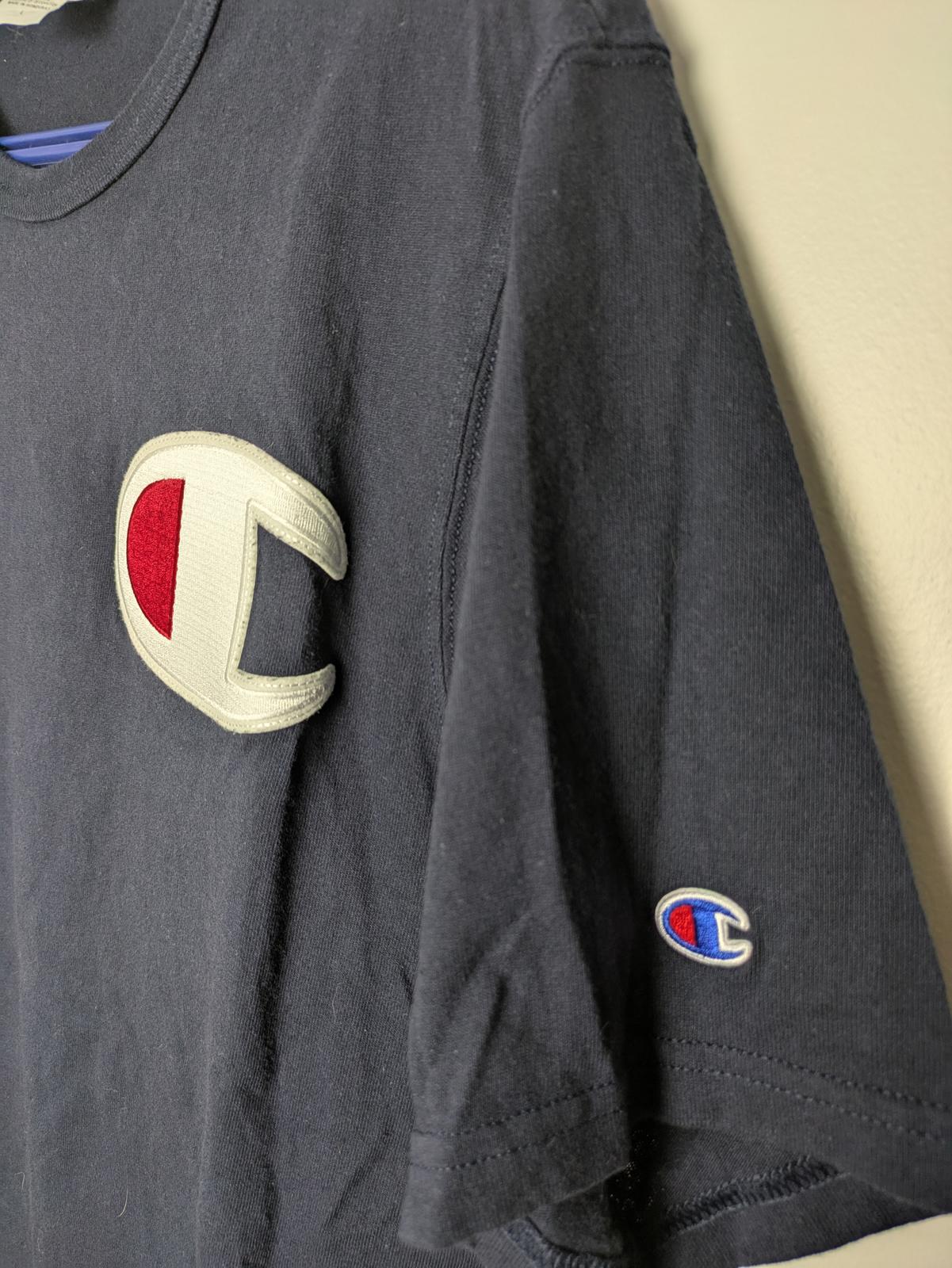 Champion Men's Black T-Shirt with Bold Chest Logo - Casual Coolness!