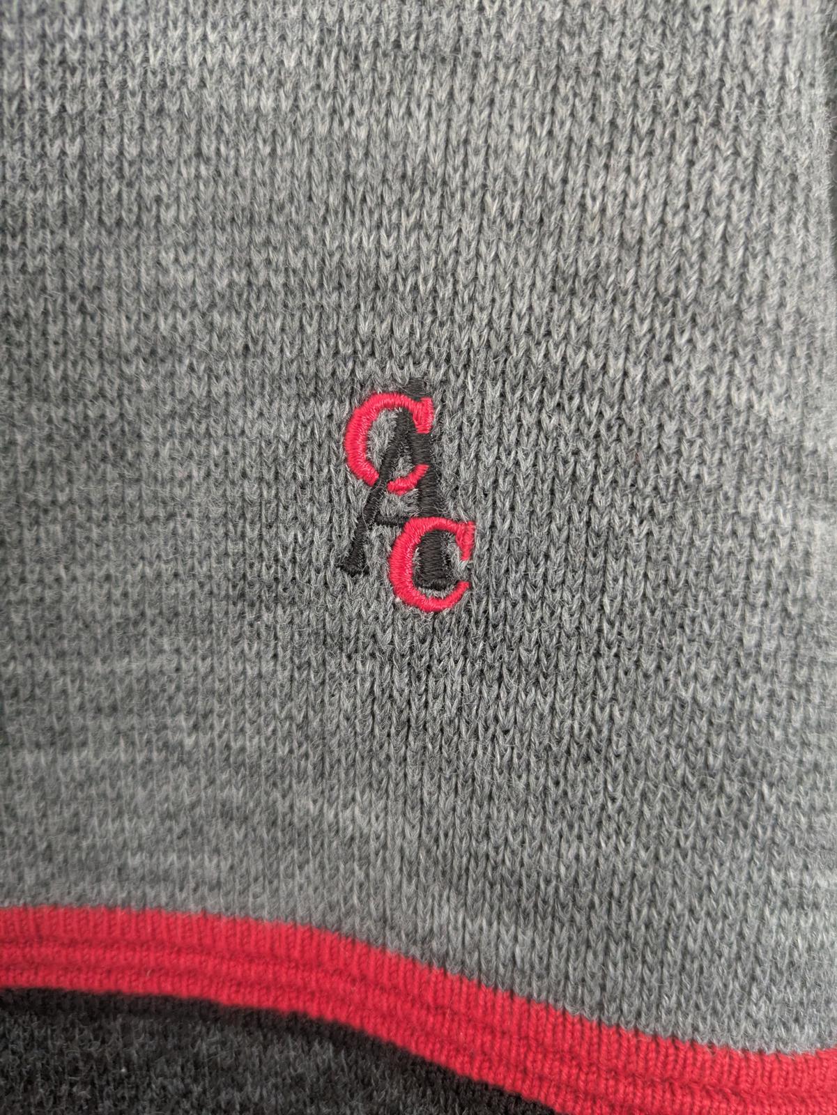 Nu Vogue Classic Grey Zip-Up Sweater with Red Accents