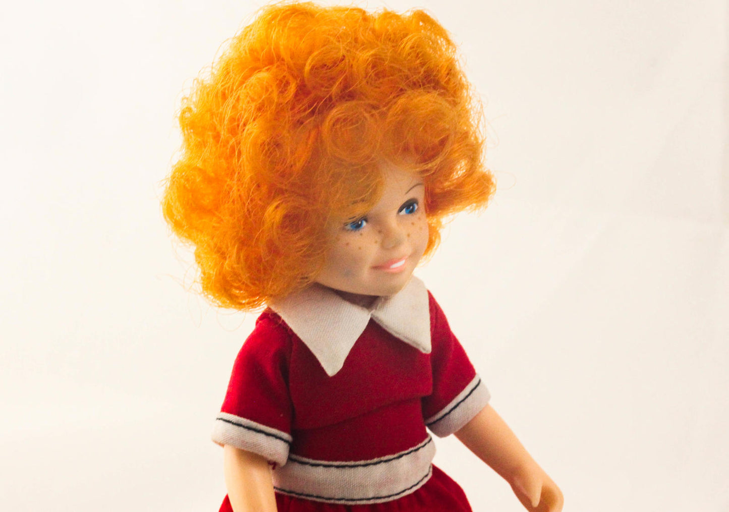 Vintage Doll with Red Dress and Heart-Shaped 'Annie'