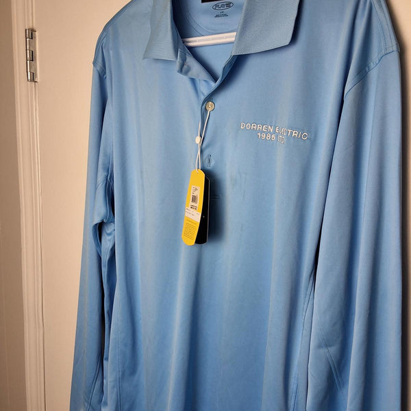 Men's L Greg Norman Play Dry Long Sleeve Golf Polo Blue