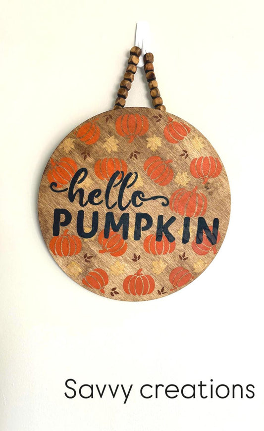Hello Pumpkin Wooden Wall Hanging Decor