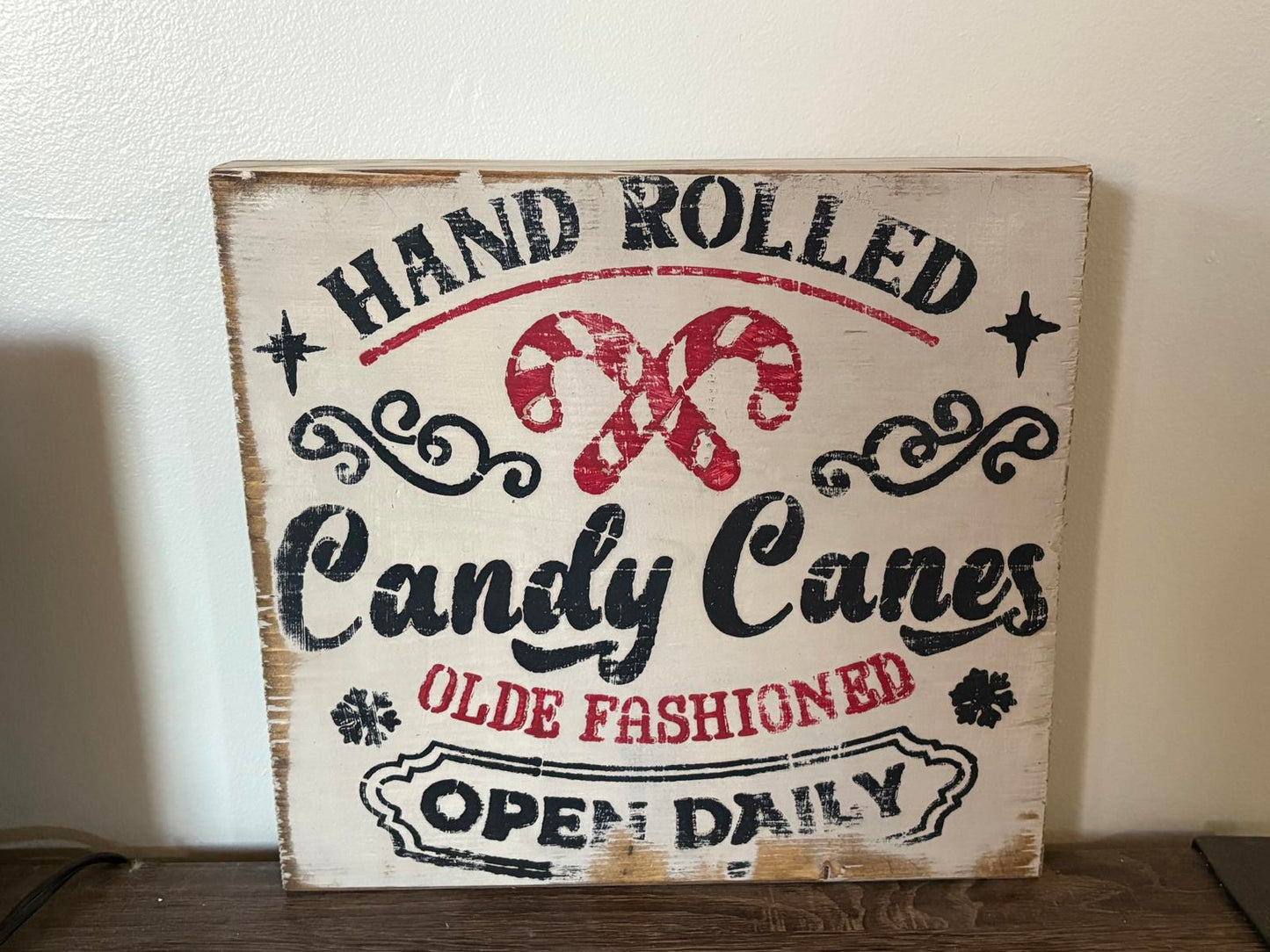 Hand Rolled Candy Canes Olde Fashioned Holiday Sign
